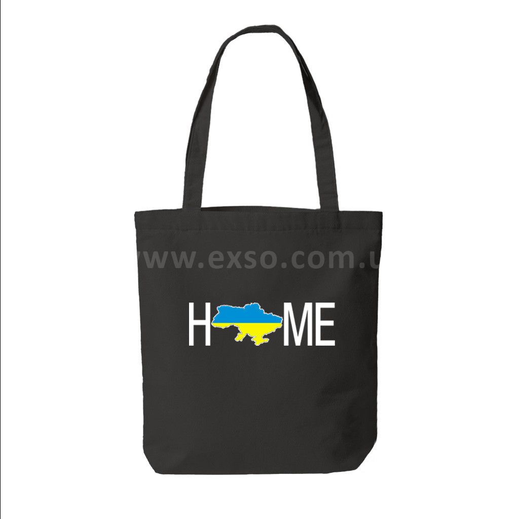 Еко сумка з саржі, розмір 38х40х7см чорна HOME